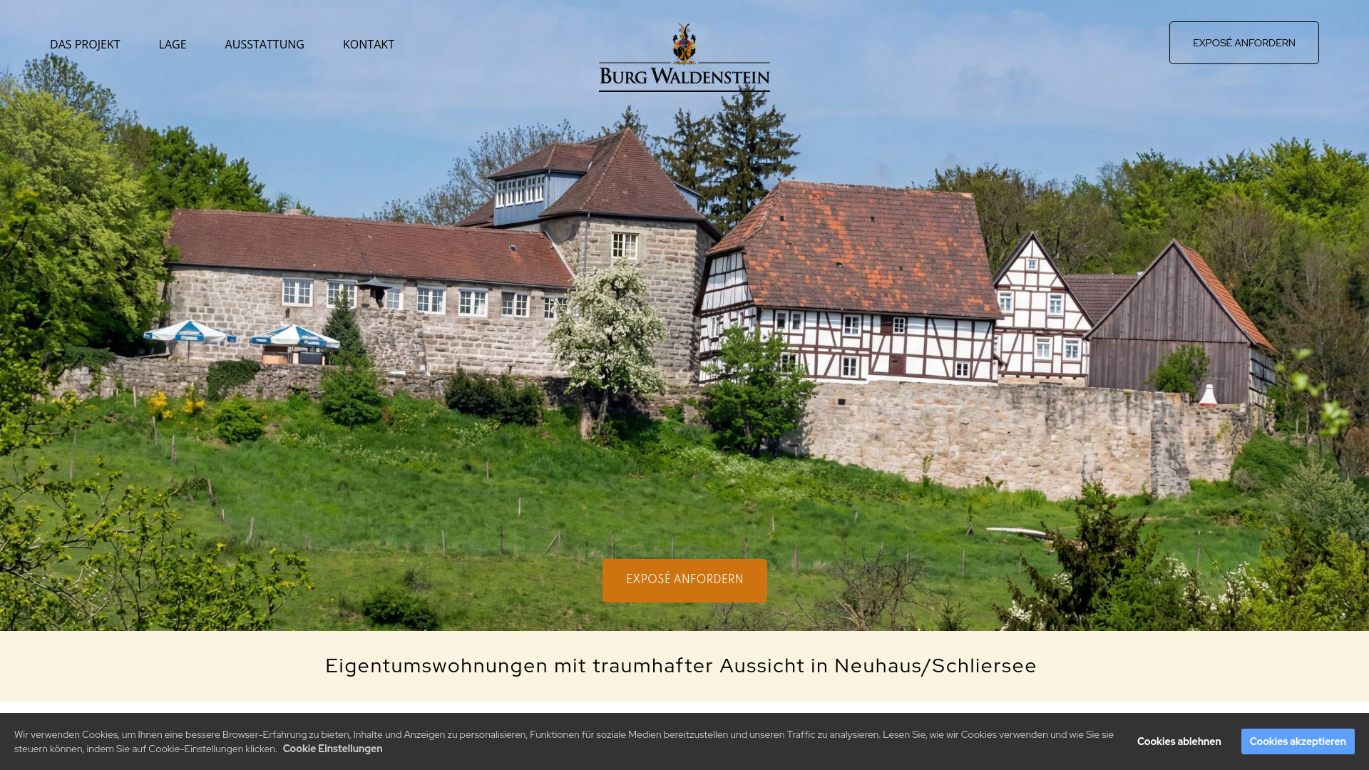 website screenshot of https://burgwaldenstein.de