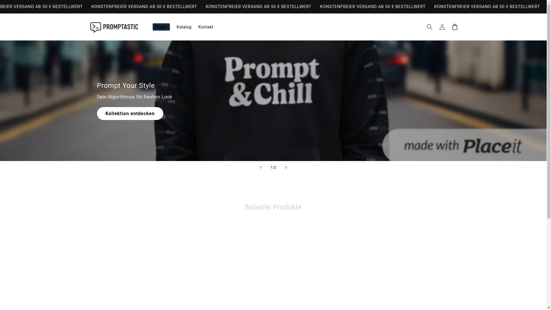 website screenshot of https://promptastic-shop.com/