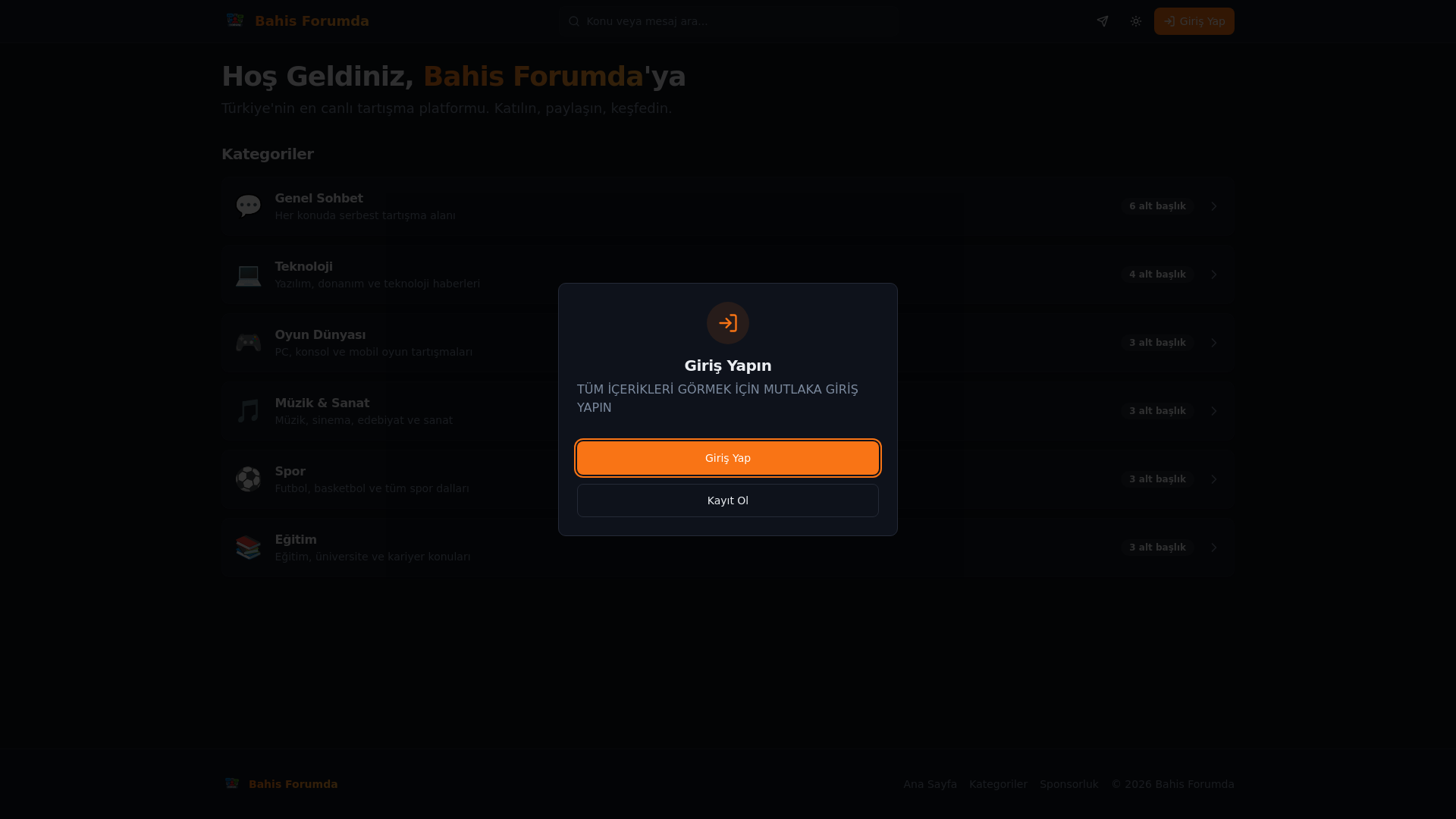 website screenshot of https://bahisforumda.com/