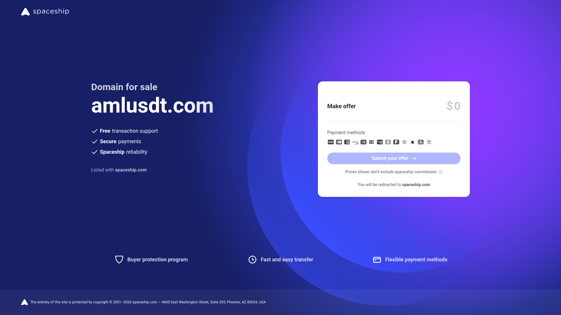 website screenshot of https://amlusdt.com/