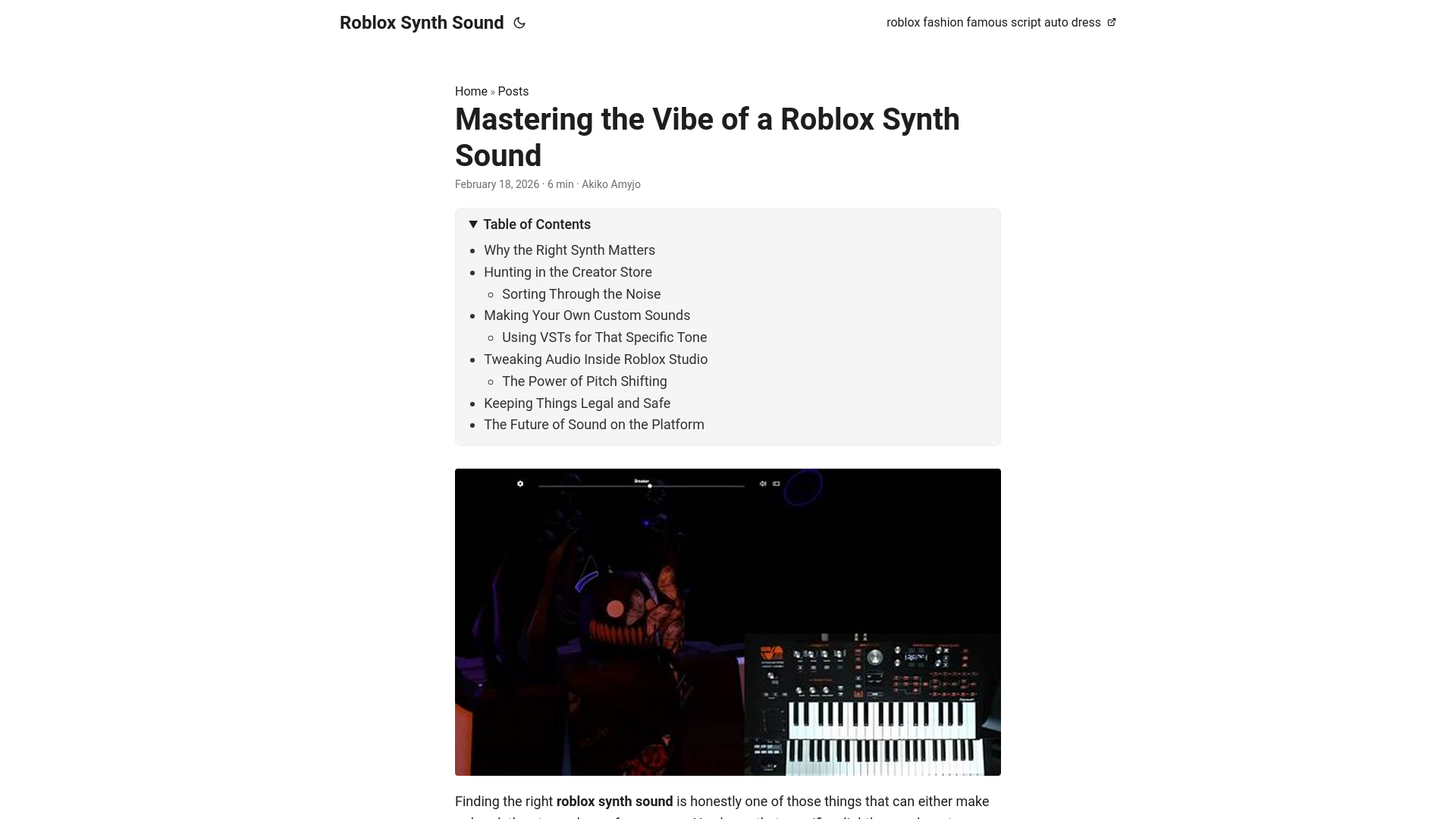 website screenshot of https://roblox-synth-sound.pages.dev/