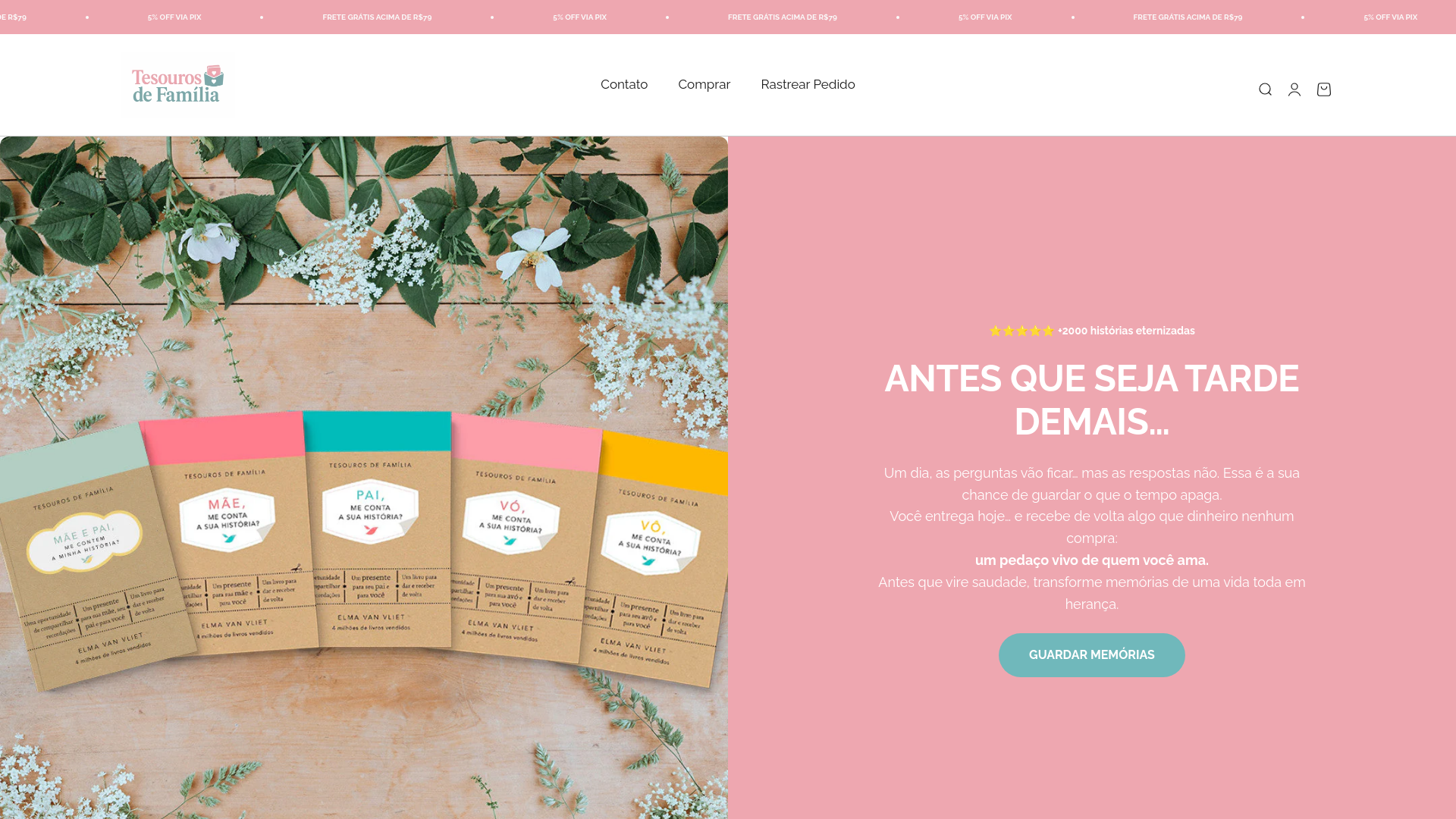 website screenshot of https://albunstesourosdefamilia.com/