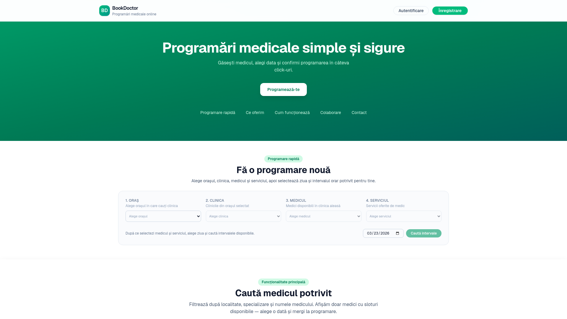 website screenshot of https://bookdoctor.ro/