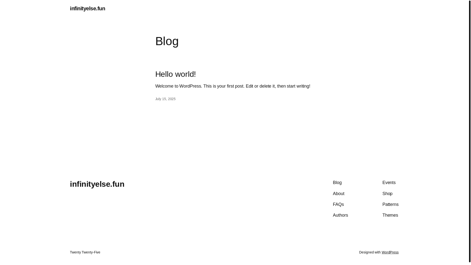 website screenshot of https://infinityelse.fun/