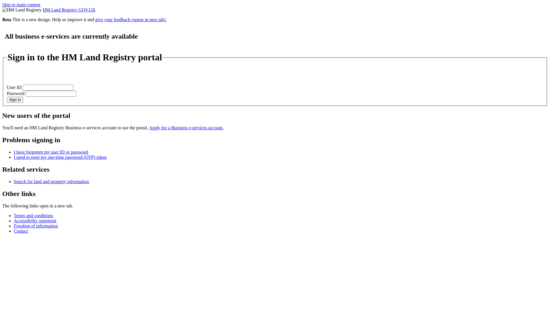 website screenshot of https://eur03.safelinks.protection.outlook.com/?url=https%3A%2F%2Feservices.landregistry.gov.uk%2Feservices%2FECHOM_HomepageServices&data=05%7C02%7Cpaul.whitlam%40crestnicholson.com%7C46ad8fca565c43d624eb08de89afbefc%7Cbdd51e2c3db04b59b17d7c70ac9bdec9%7C0%7C0%7C639099585246741793%7CUnknown%7CTWFpbGZsb3d8eyJFbXB0eU1hcGkiOnRydWUsIlYiOiIwLjAuMDAwMCIsIlAiOiJXaW4zMiIsIkFOIjoiTWFpbCIsIldUIjoyfQ%3D%3D%7C0%7C%7C%7C&sdata=IaJs4B6M4VuJfxsrJn8ctnwBeo0VrxyUbUKm4pP4ObA%3D&reserved=0