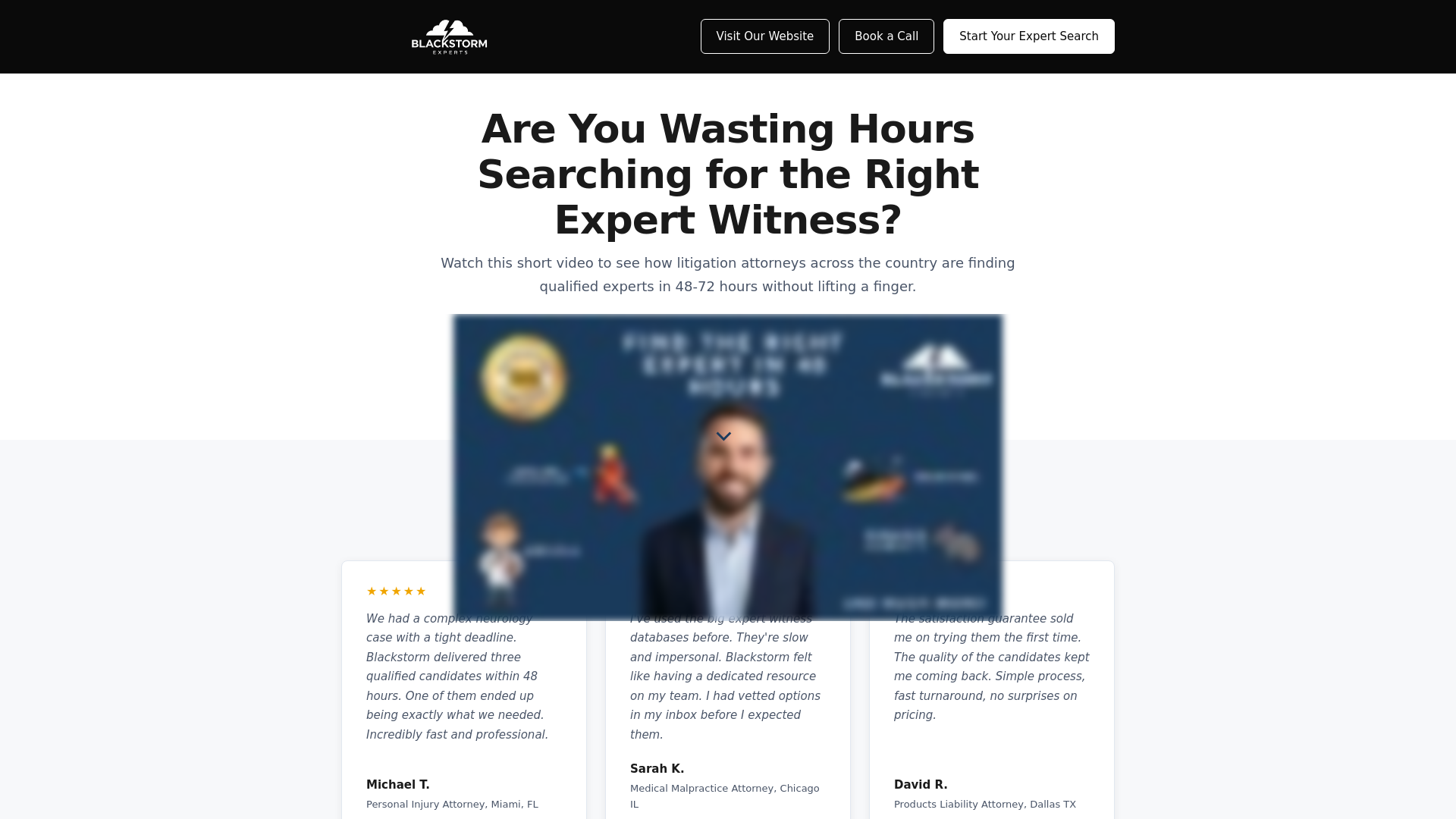 website screenshot of https://theblackstormexpertfinder.com/