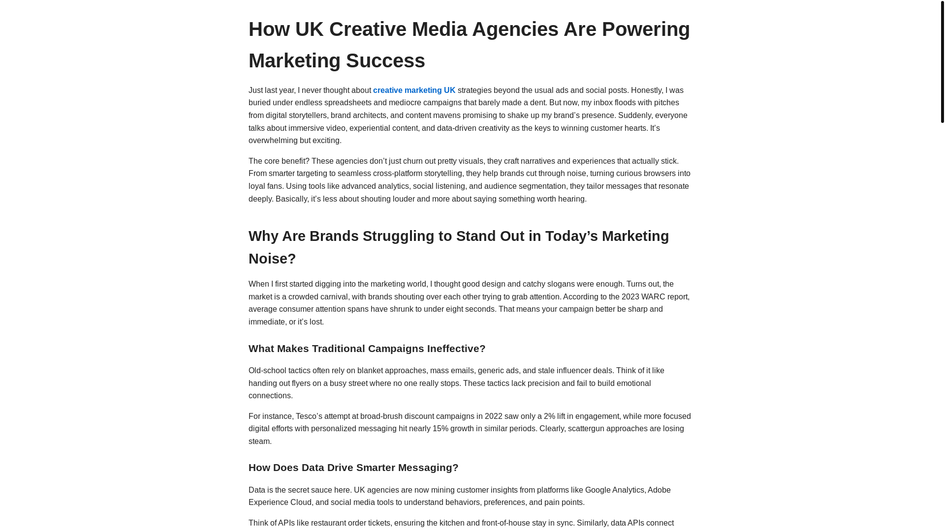 website screenshot of https://most-influential-creative-media-uk.pages.dev/
