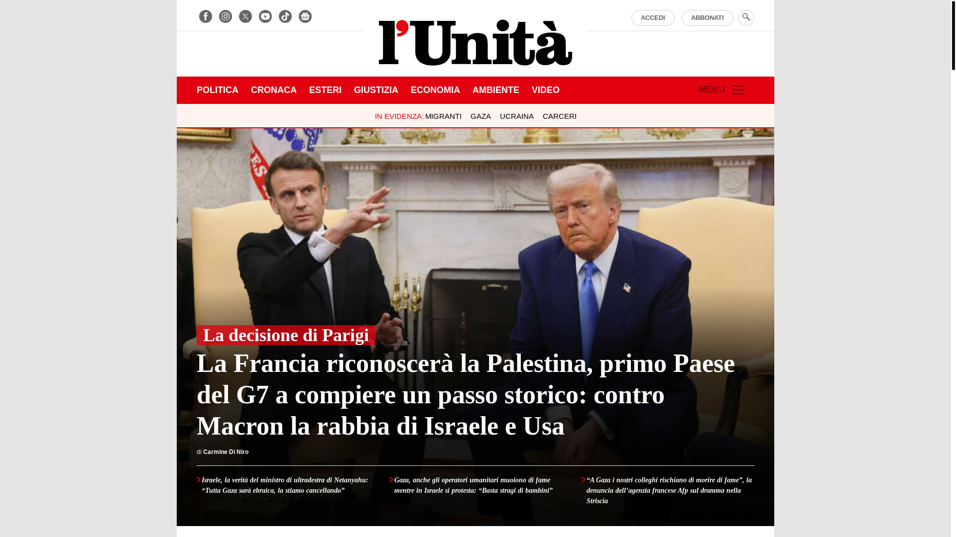 website screenshot of https://unita.it/