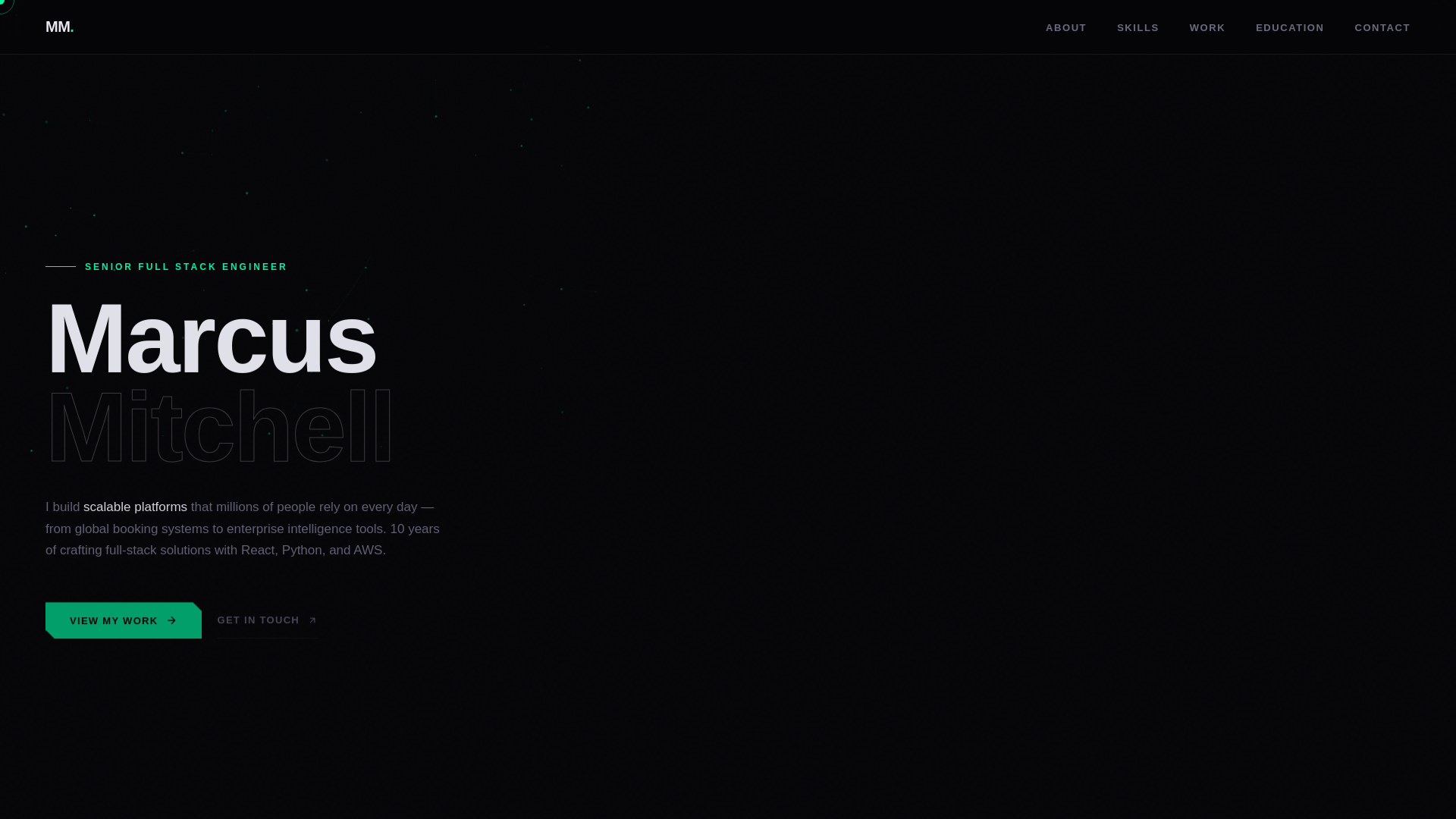 website screenshot of https://marcus-mitchell.info/