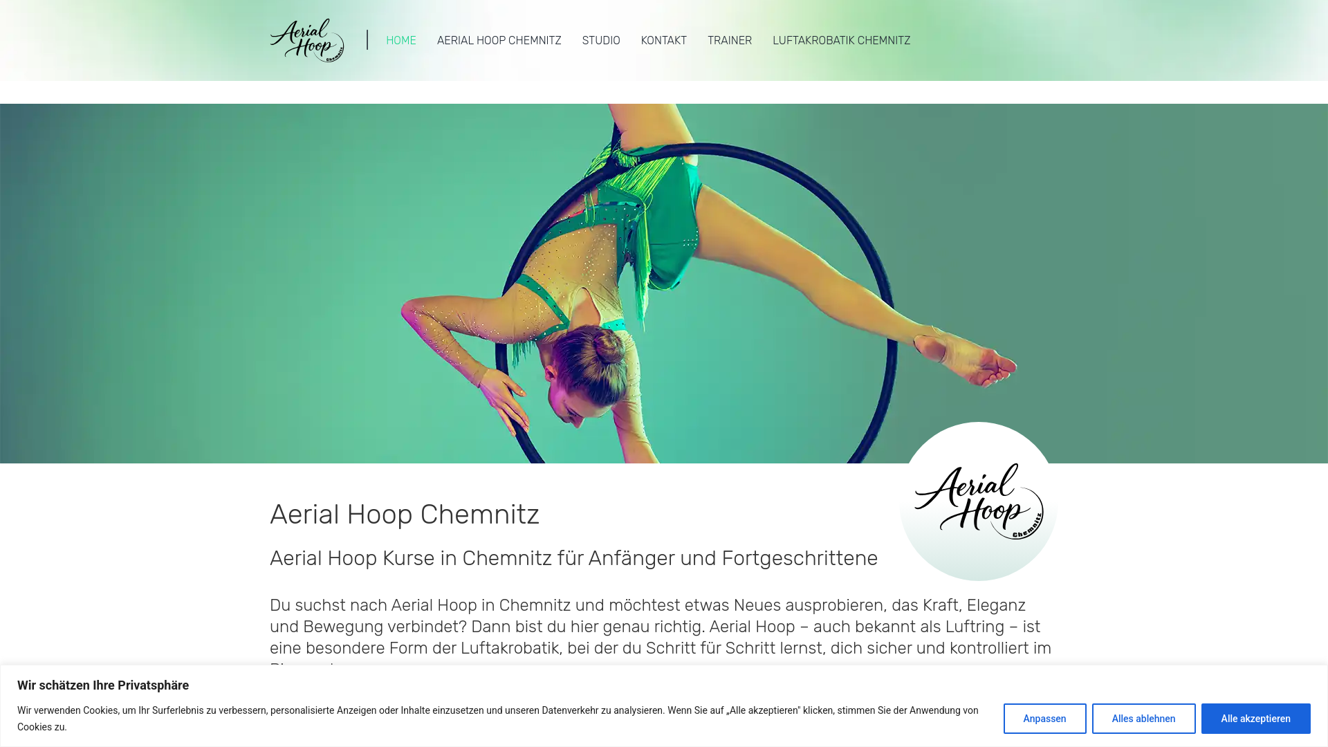 website screenshot of https://aerialhoop-chemnitz.de/