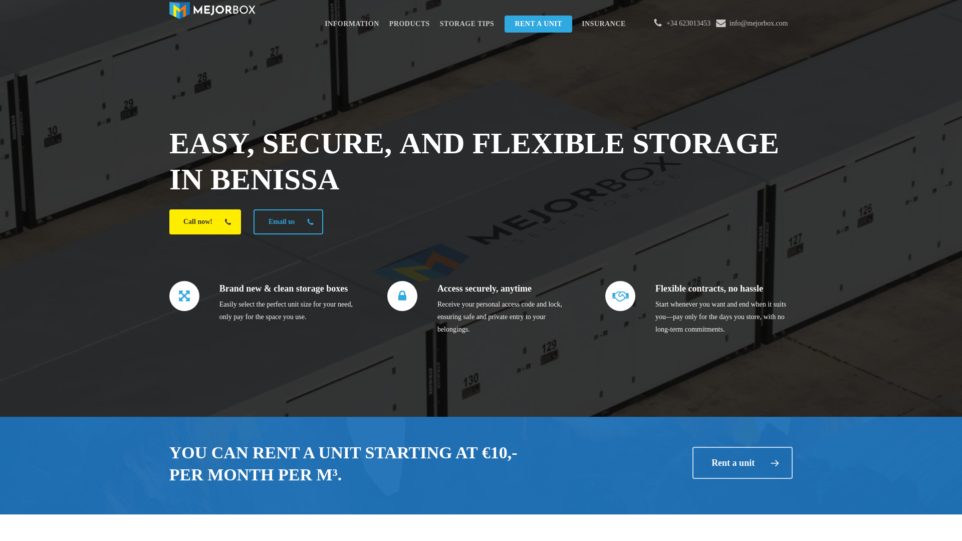 website screenshot of https://selfstoragecostablanca.es/