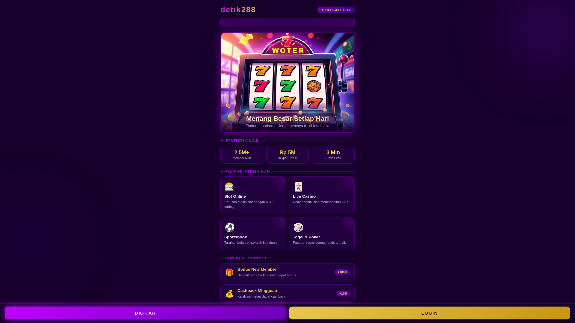 website screenshot of https://detik288-login.pages.dev/