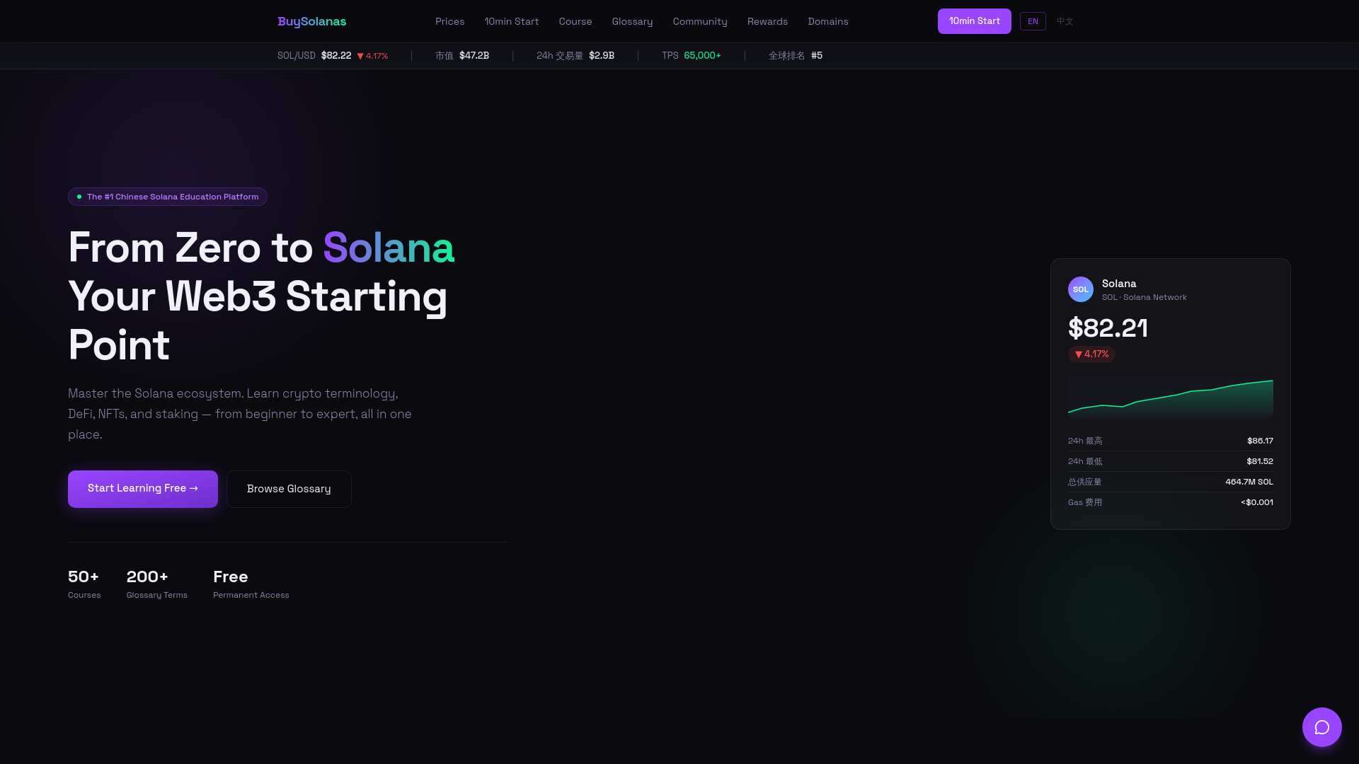 website screenshot of https://smartstakesolana.com