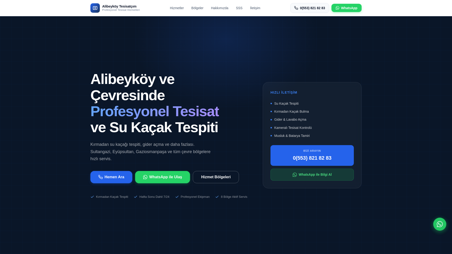 website screenshot of https://alibeykoytesisatcim.com