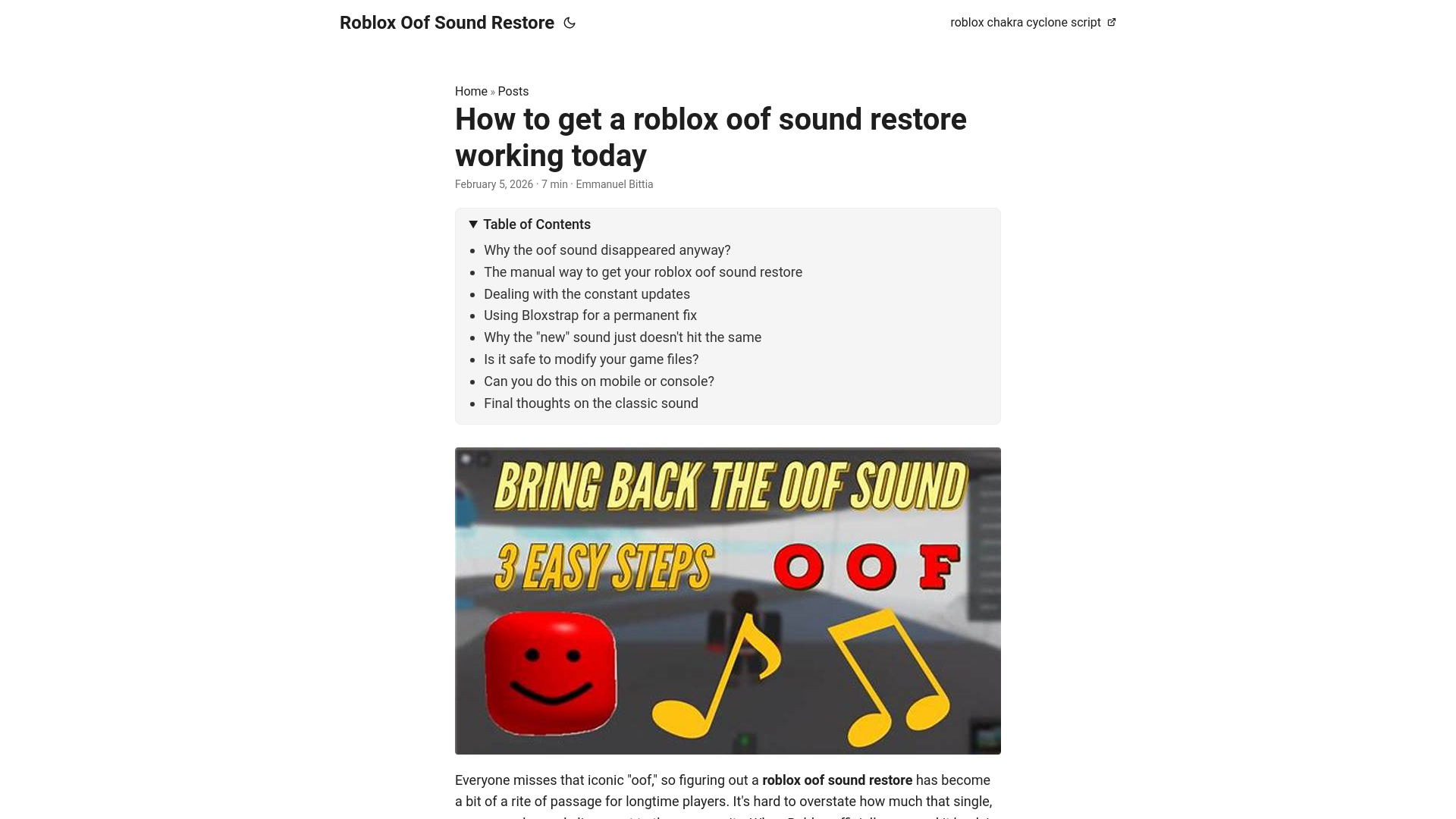 website screenshot of https://roblox-oof-sound-restore.pages.dev/