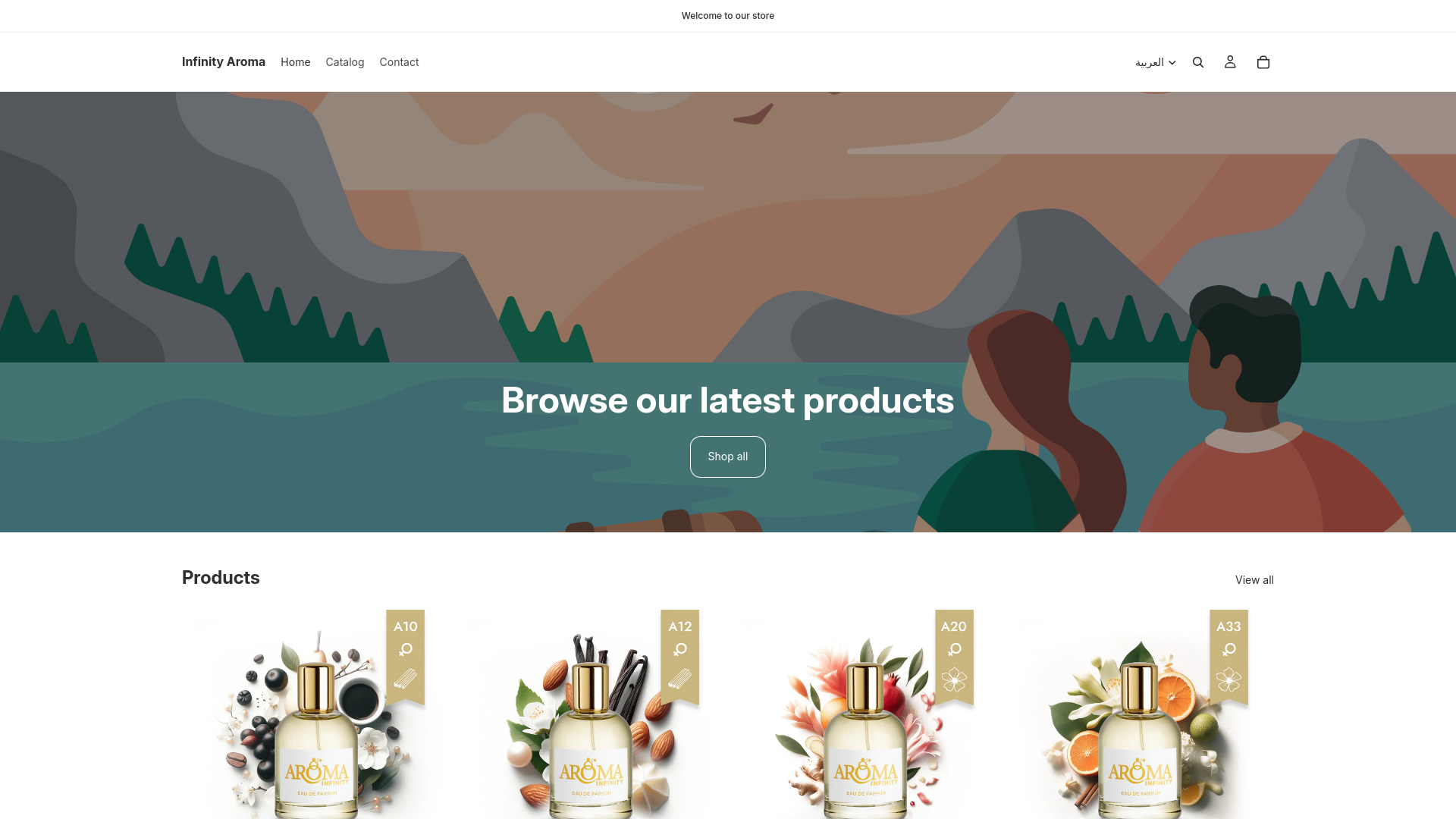 website screenshot of https://infinityaroma.sa/