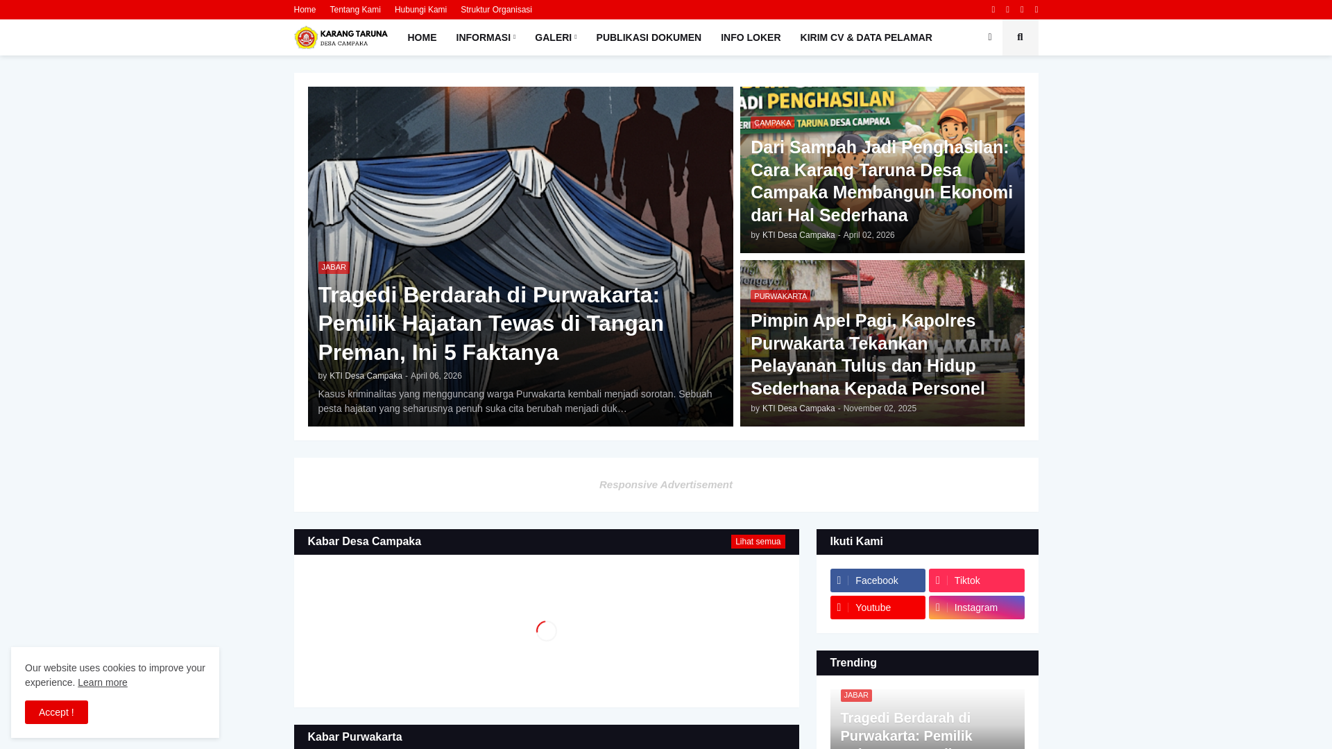 website screenshot of https://karangtarunacampaka.id/