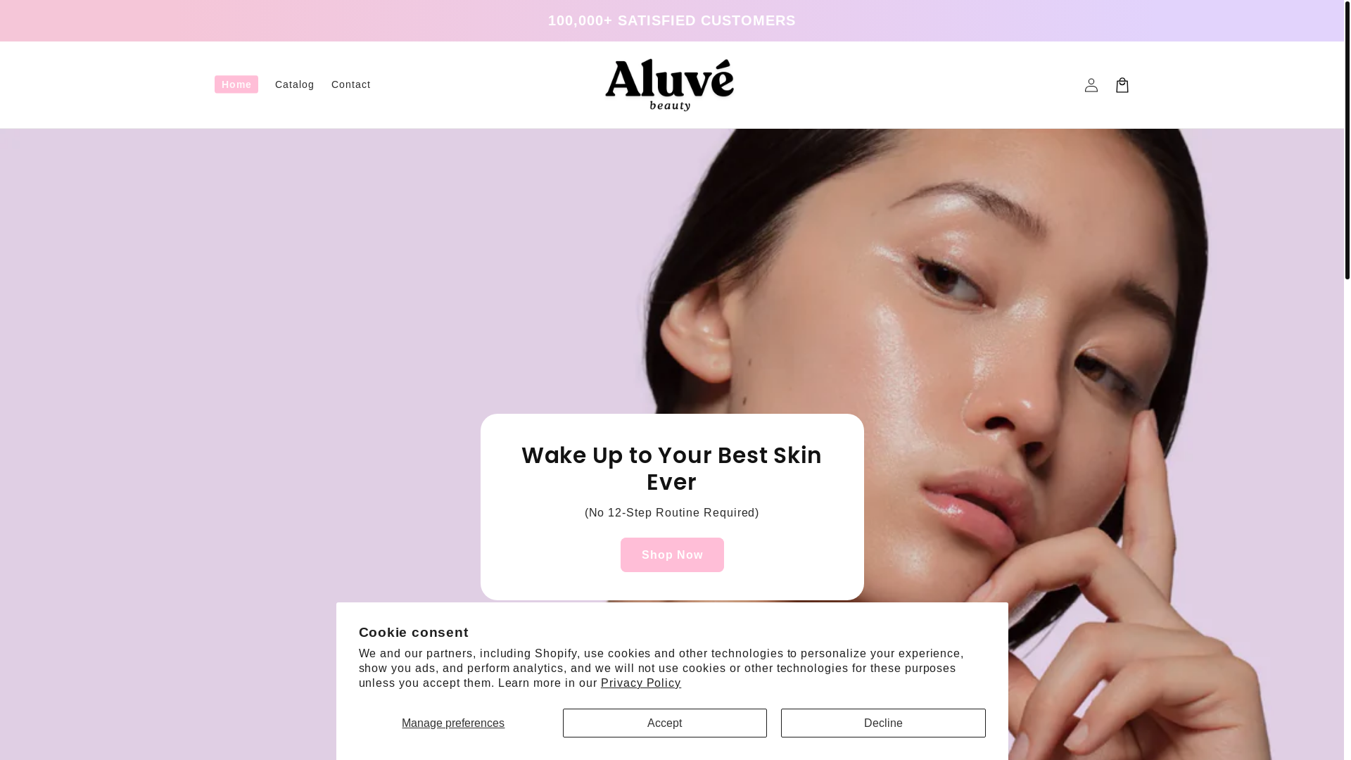 website screenshot of https://tryaluve.com/