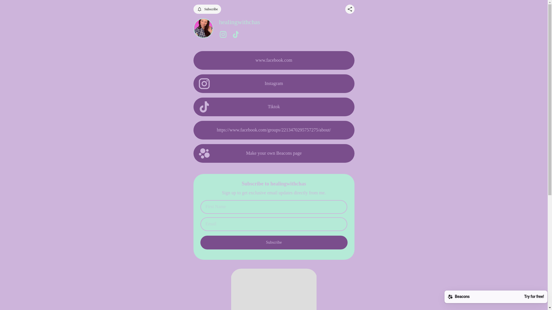 website screenshot of https://healingwithchas.com/