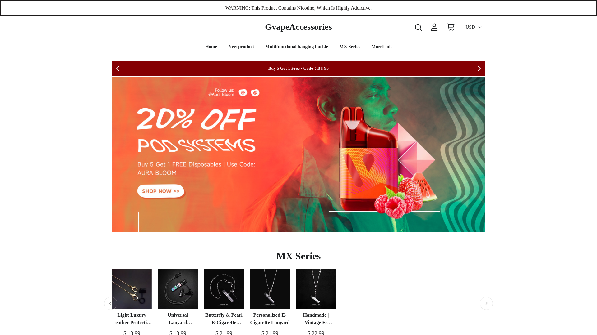 website screenshot of http://gvapeaccessories.com/