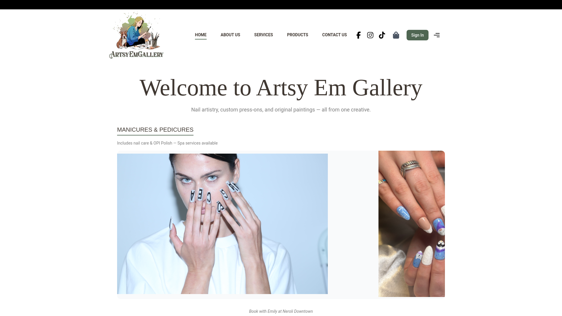 website screenshot of https://artsyemgallery.com