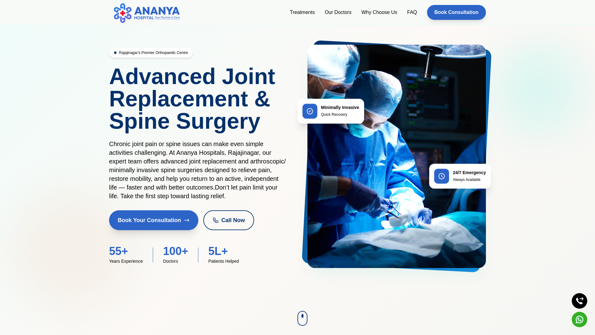 website screenshot of https://ananyahospitals.online/