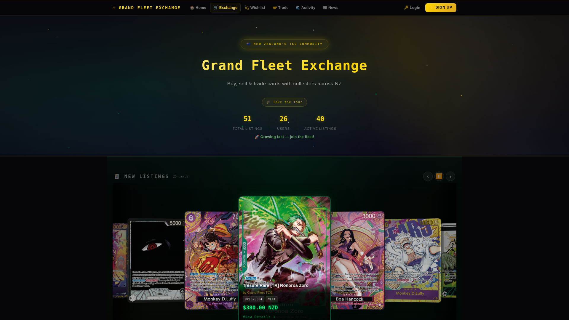 website screenshot of https://grandfleetexchange.com