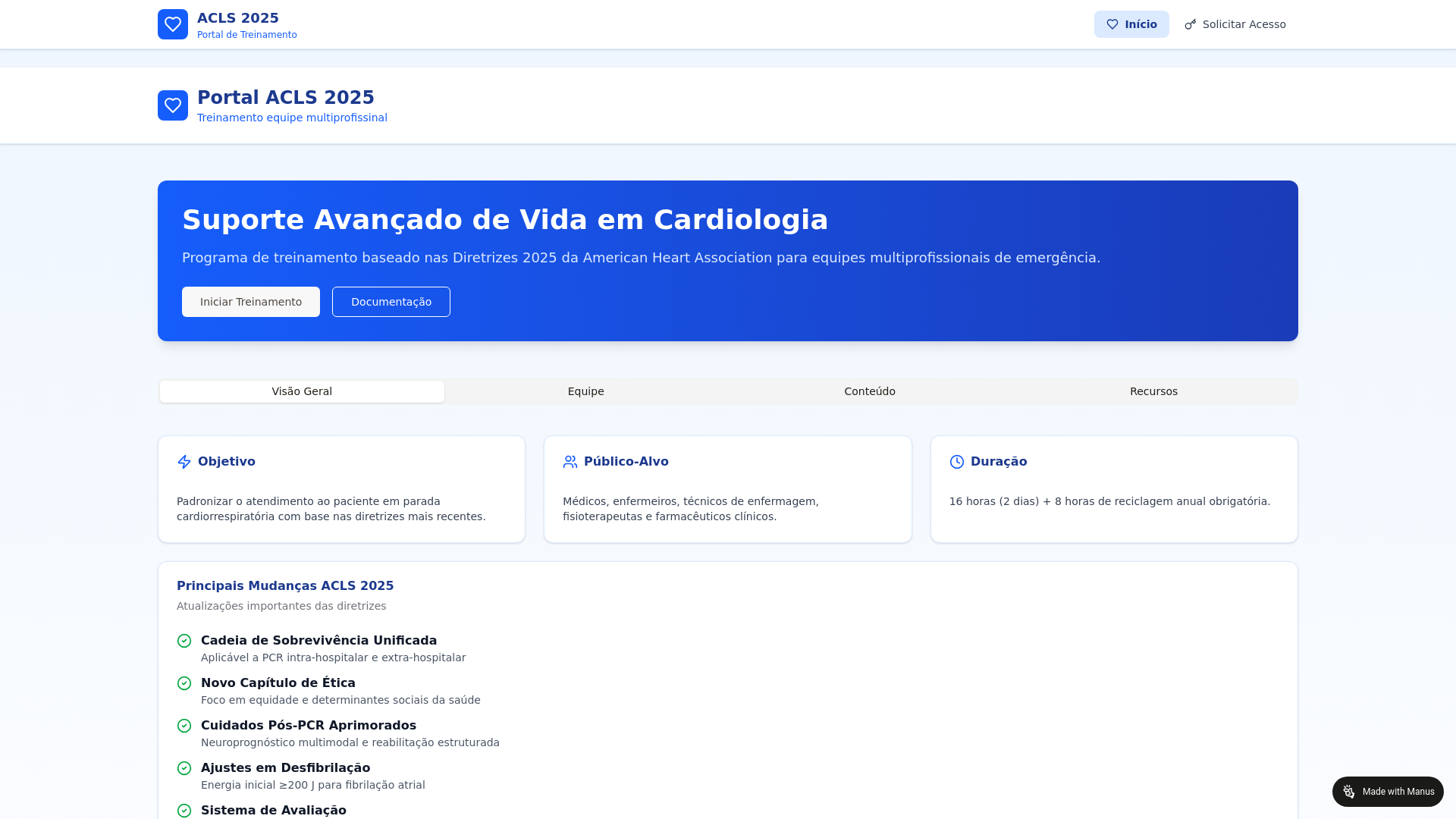website screenshot of https://treinamentoacls.com/