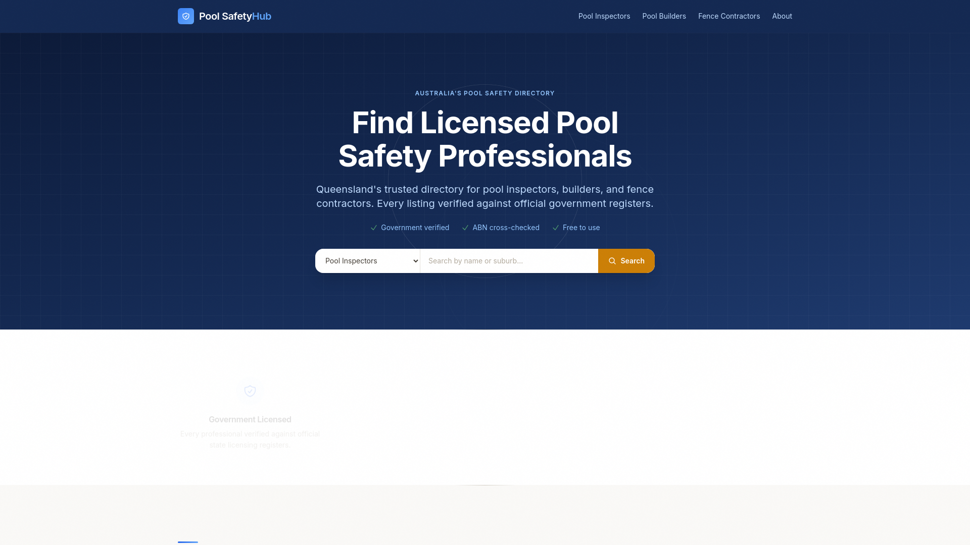 website screenshot of https://poolsafetyhub.com.au