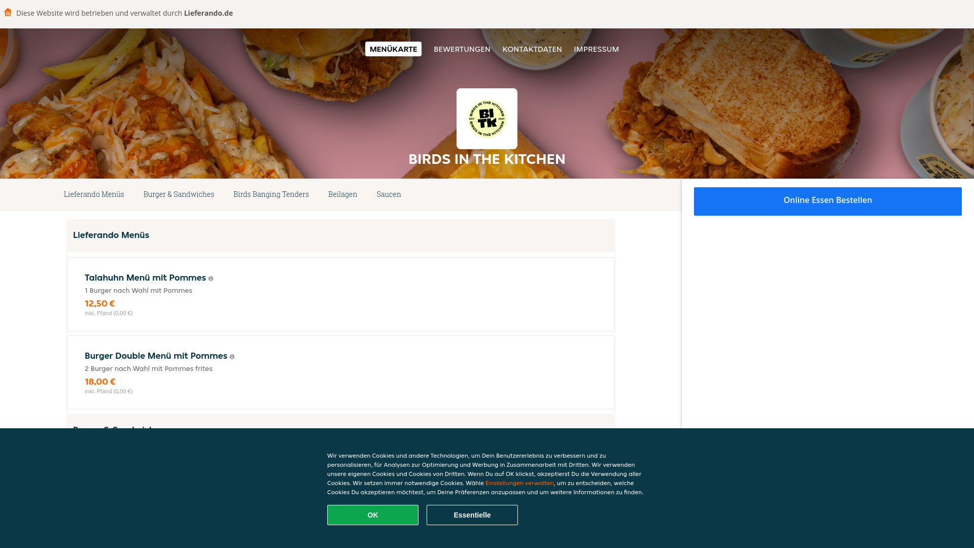 website screenshot of https://birdsinthekitchen-berlin.de/