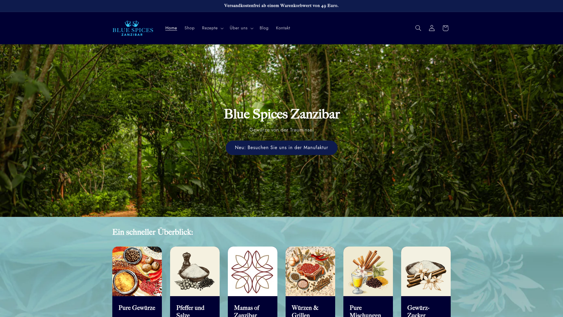 website screenshot of https://bluespices.fr