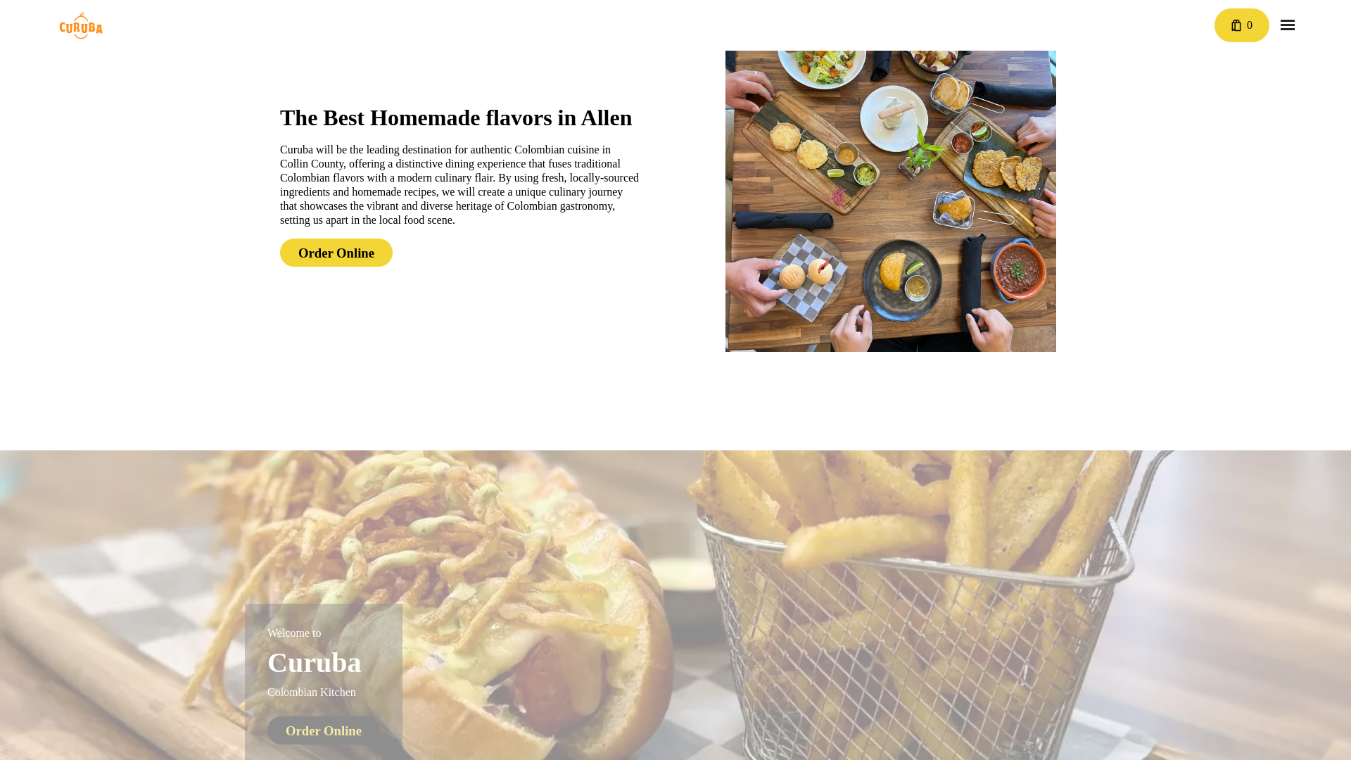 website screenshot of https://curubacafe.com/