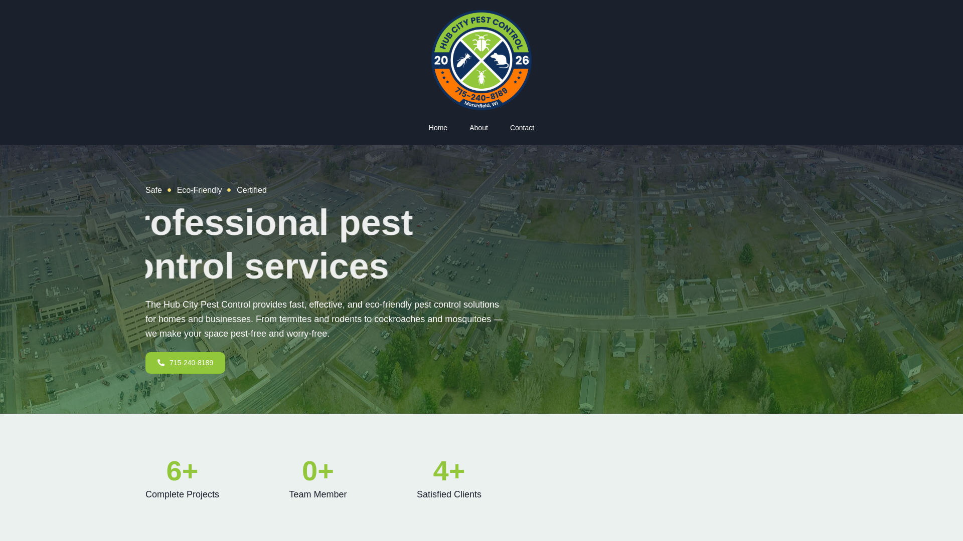 website screenshot of https://thehubcitypestcontrol.com