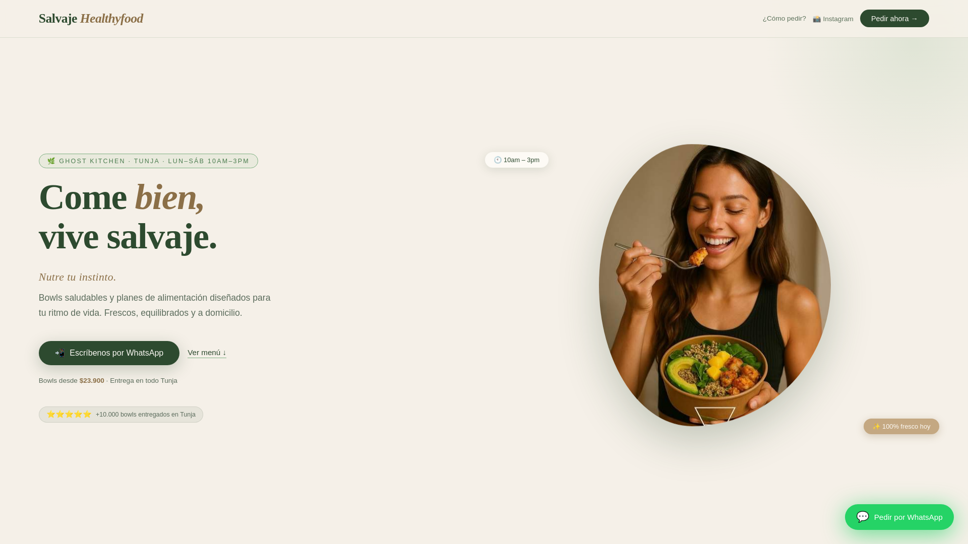 website screenshot of https://salvajehealthyfood.com/
