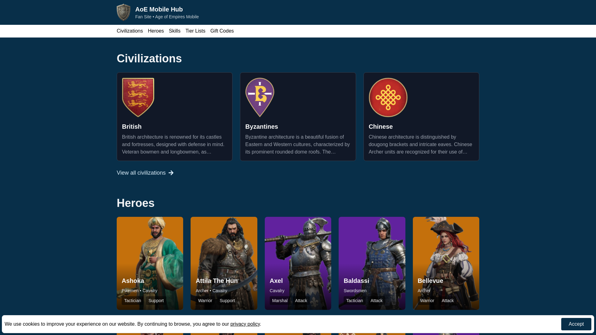 website screenshot of https://aoemobilehub.pages.dev/