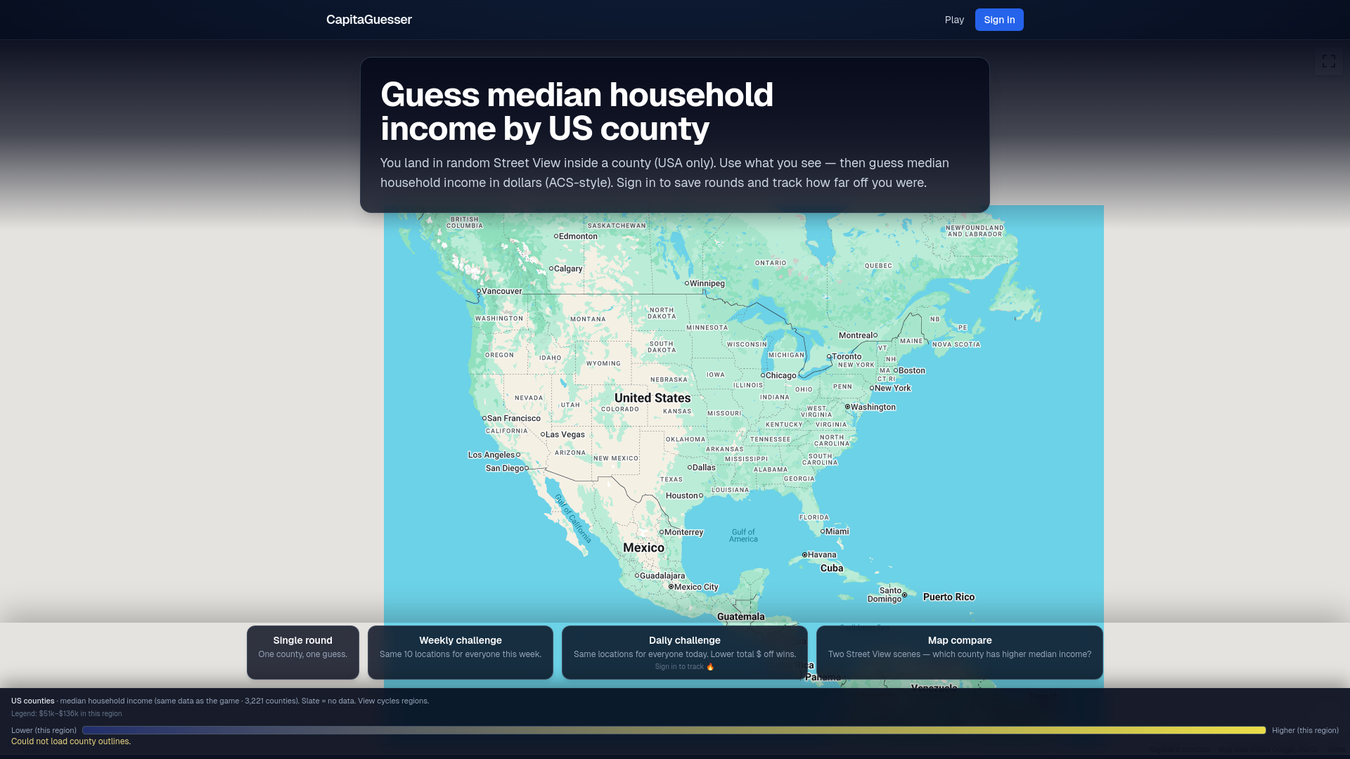 website screenshot of https://capitaguesser.com