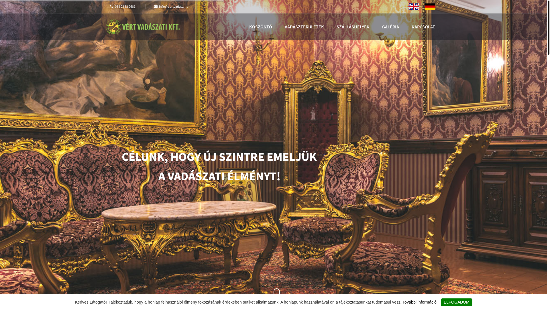 website screenshot of http://www.vertvadasz.hu/