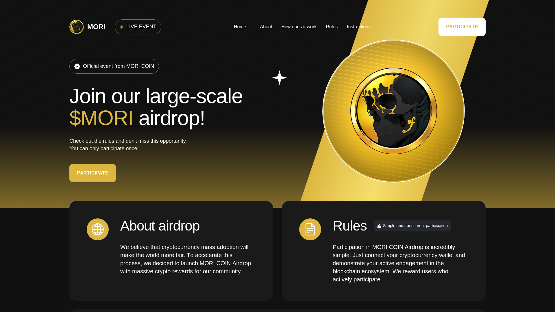 website screenshot of https://moricoin.trade/