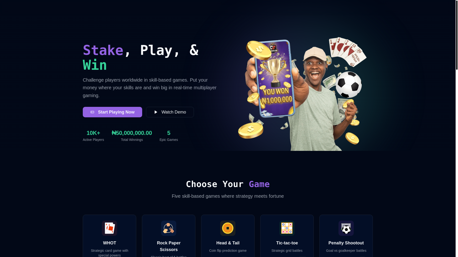 website screenshot of https://gamerlinkgames.com/