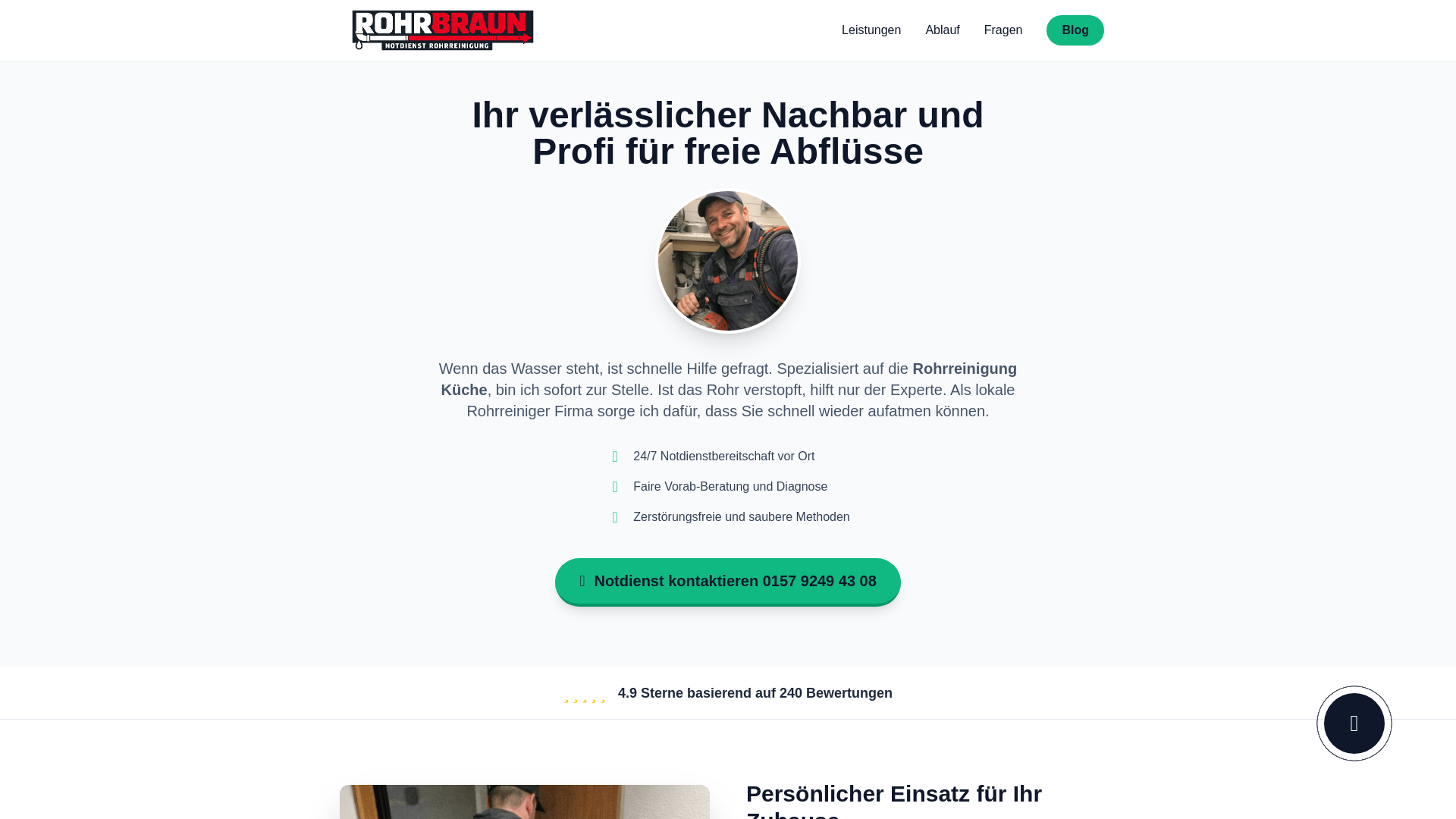 website screenshot of https://rohrservice-braun.de/