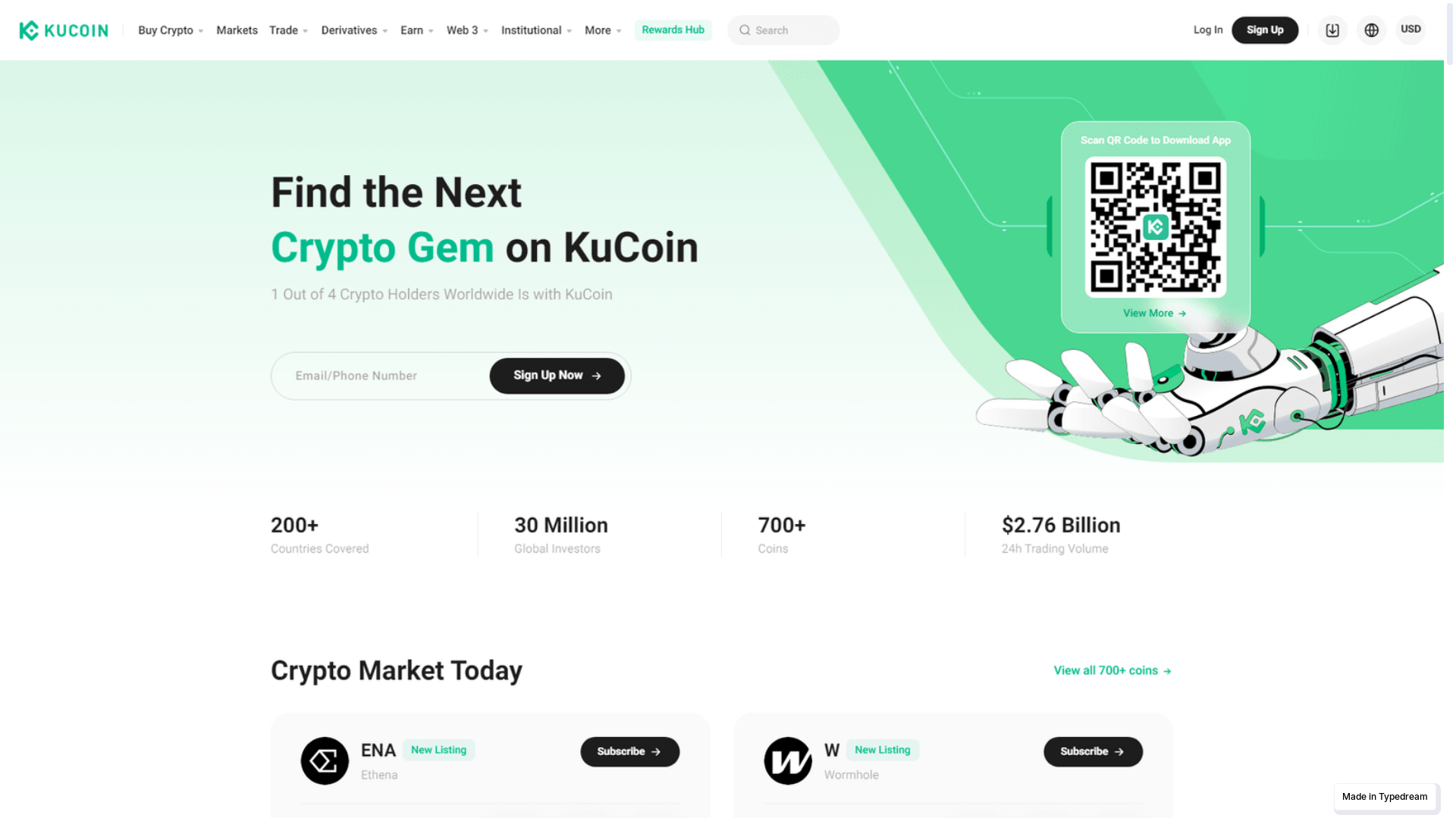 website screenshot of https://get-cloud-kucoin-login-en.typedream.app/