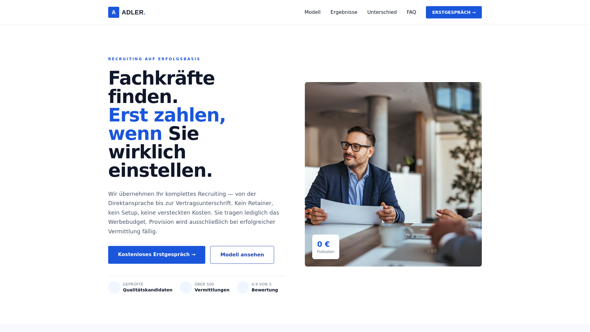 website screenshot of https://adler-personalberatung.de/