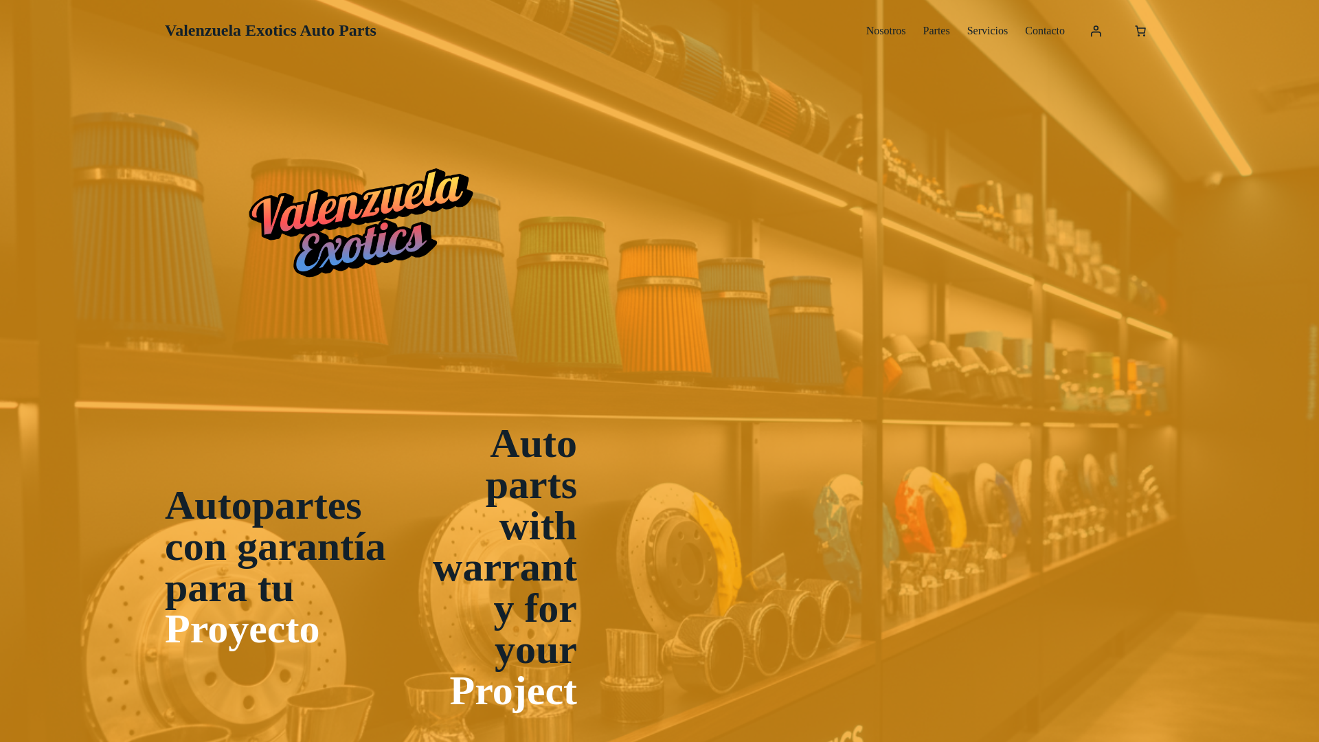 website screenshot of https://valenzuelaexoticsautoparts.com/