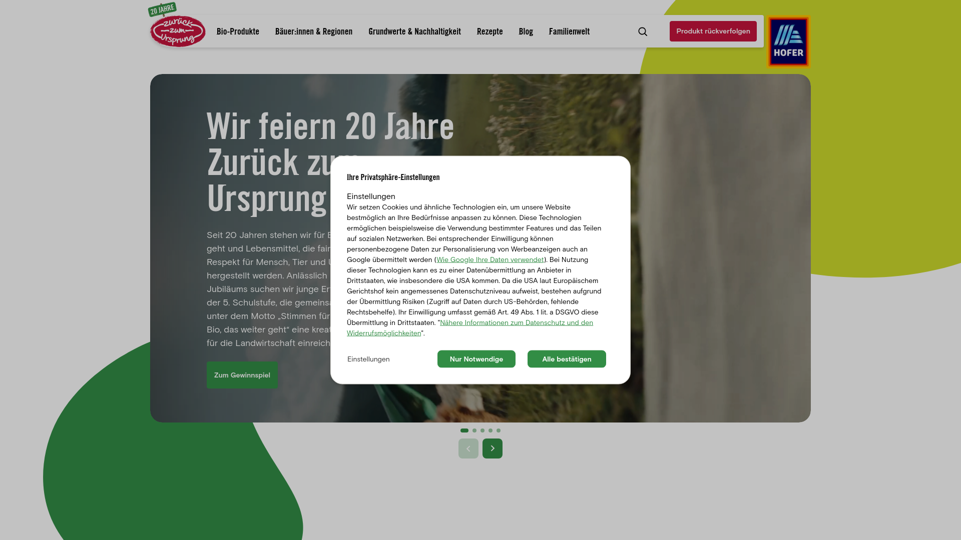 website screenshot of https://www.zurueckzumursprung.at/