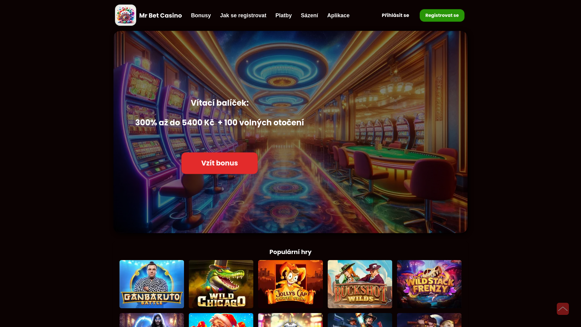 website screenshot of https://mr-bet.cz
