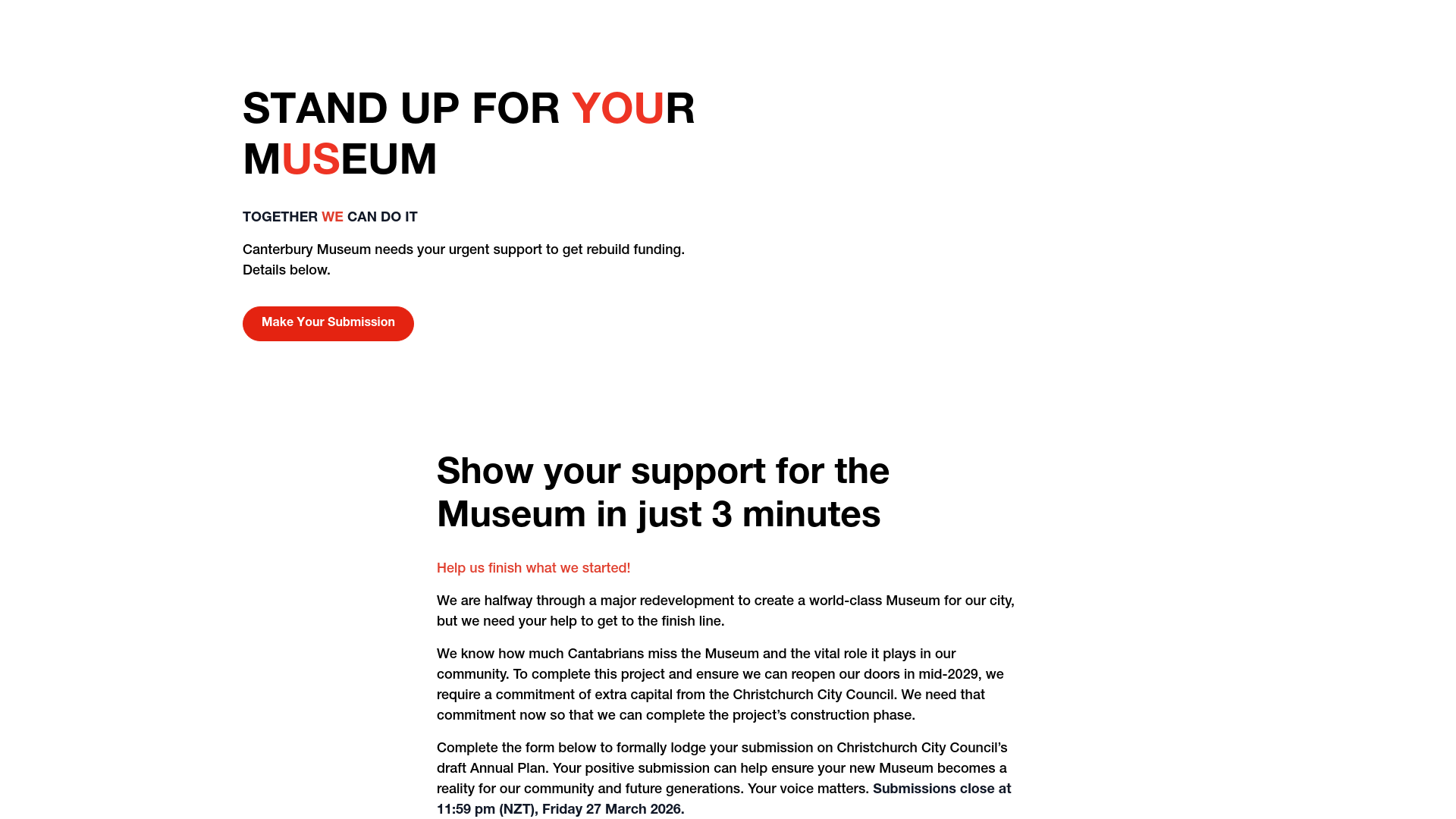 website screenshot of https://standupforyourmuseum.co.nz/