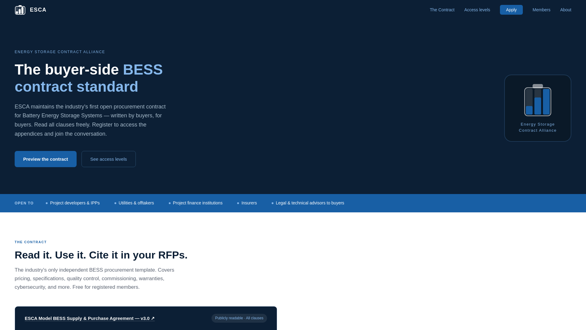 website screenshot of https://escabattery.org