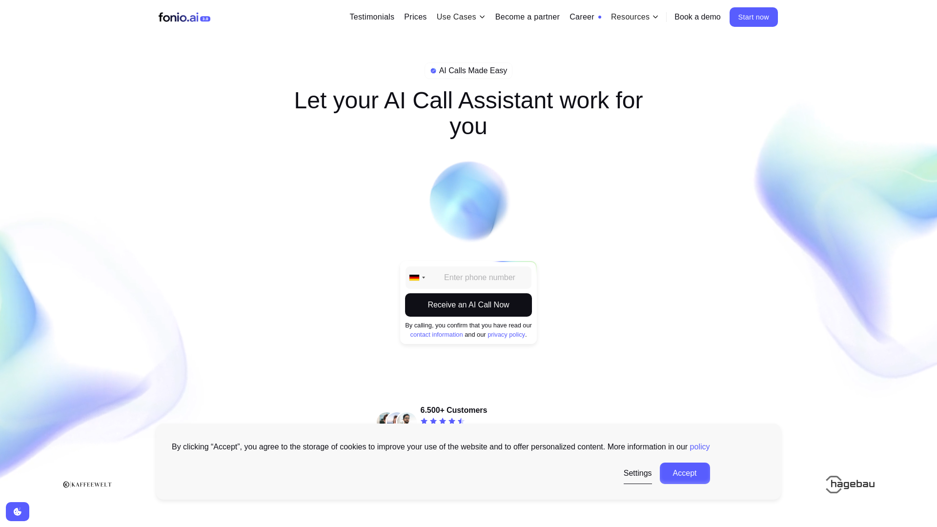 website screenshot of https://getfonioagenttech.com