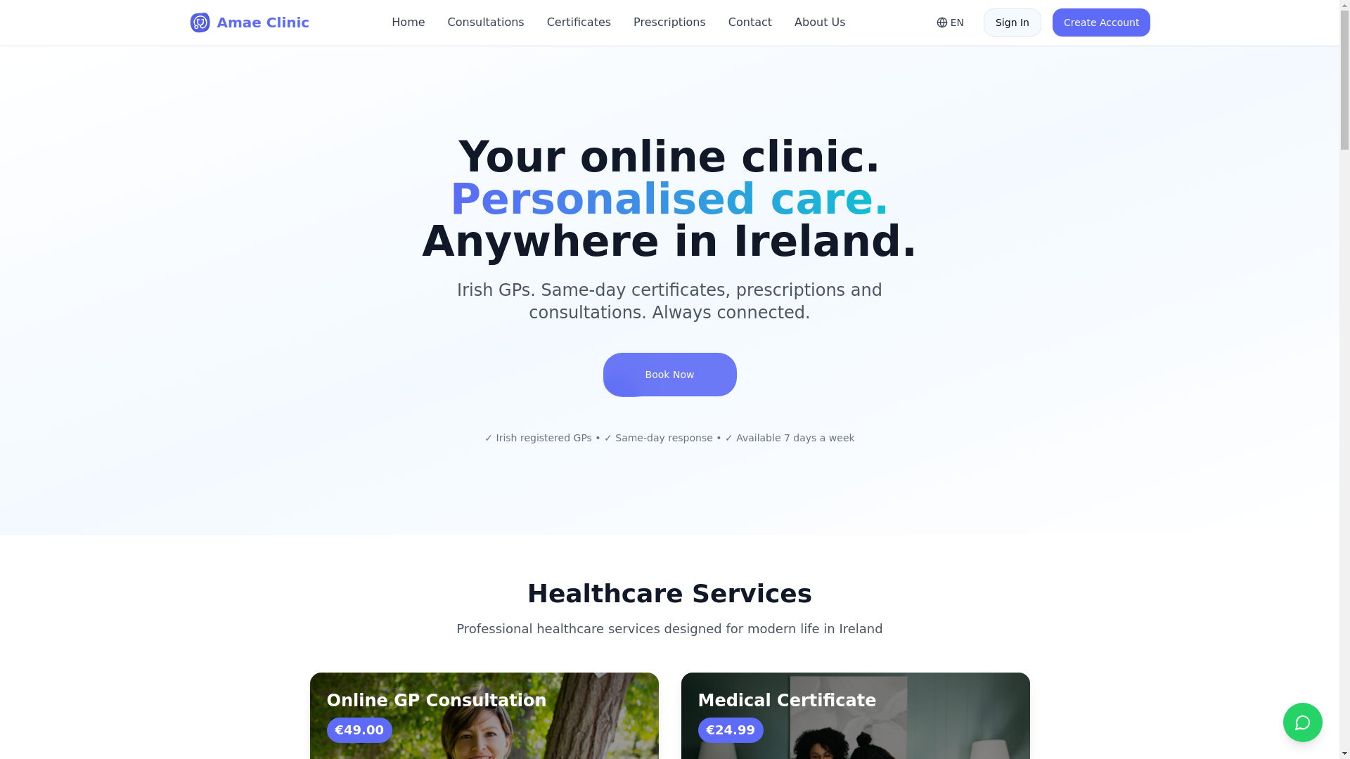 website screenshot of https://amae-care-connect-48.pages.dev/