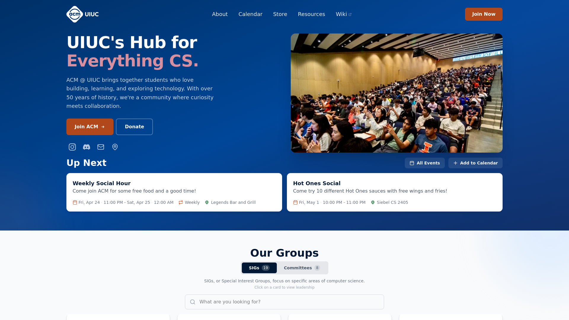 website screenshot of https://acm.illinois.edu/